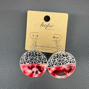 Home Collection Vibrant Red and Silver Earrings